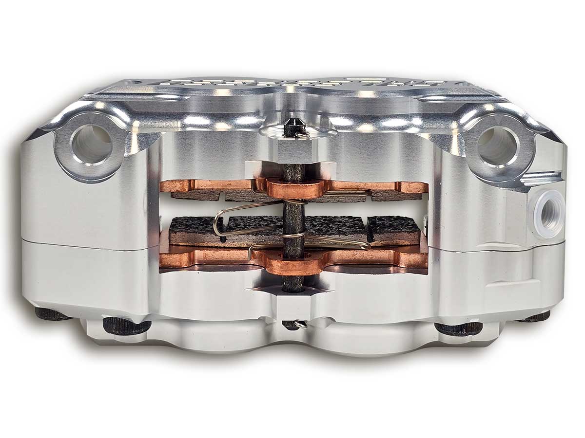 Gale Speed Billet Radialbremszange 108 mm Aufnahme 34/30 mm Kolben links von oben