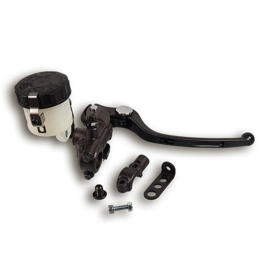 Nissin Radialbremspumpe mit 17 mm Kolbendurchmesser mit braunem Gehäuse von hinten