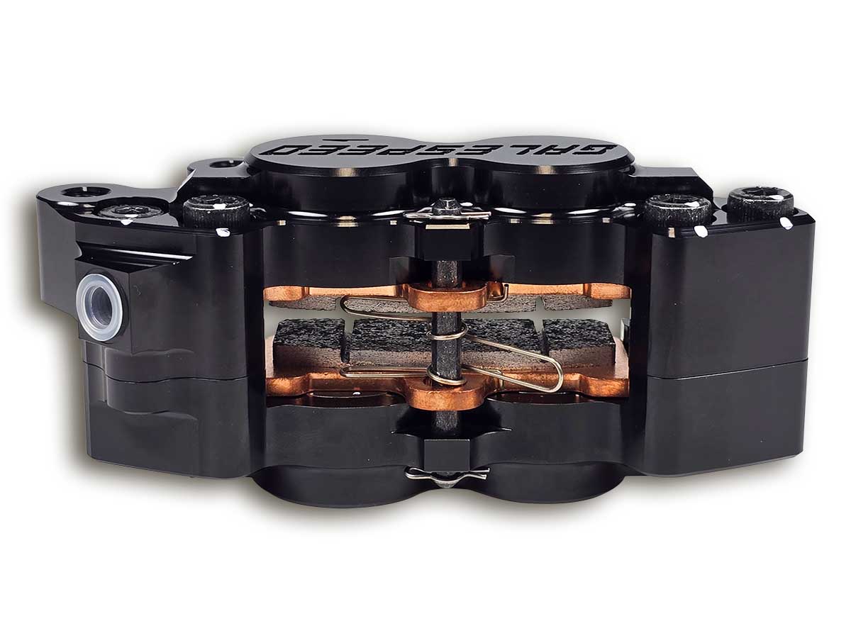 Gale Speed Billet Axialbremszange rechts 40 mm Aufnahme  34/30 mm Kolben von oben