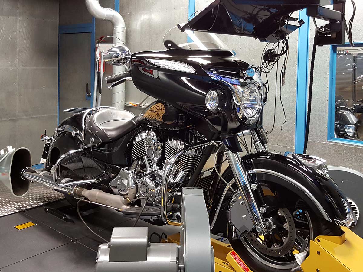 Indian Cruiser bei der Abstimmung auf dem Dynojet Prüfstand