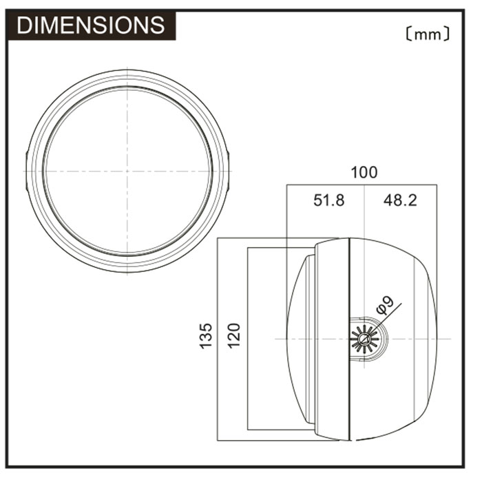 LED Motorradscheinwerfer Massangaben