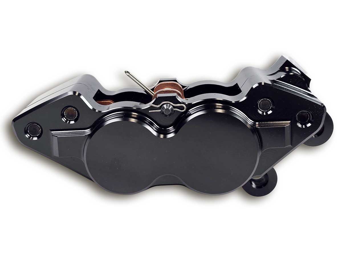 Gale Speed Billet Axialbremszange links 40 mm Aufnahme und 34/30 mm Kolben schwarz von hinten