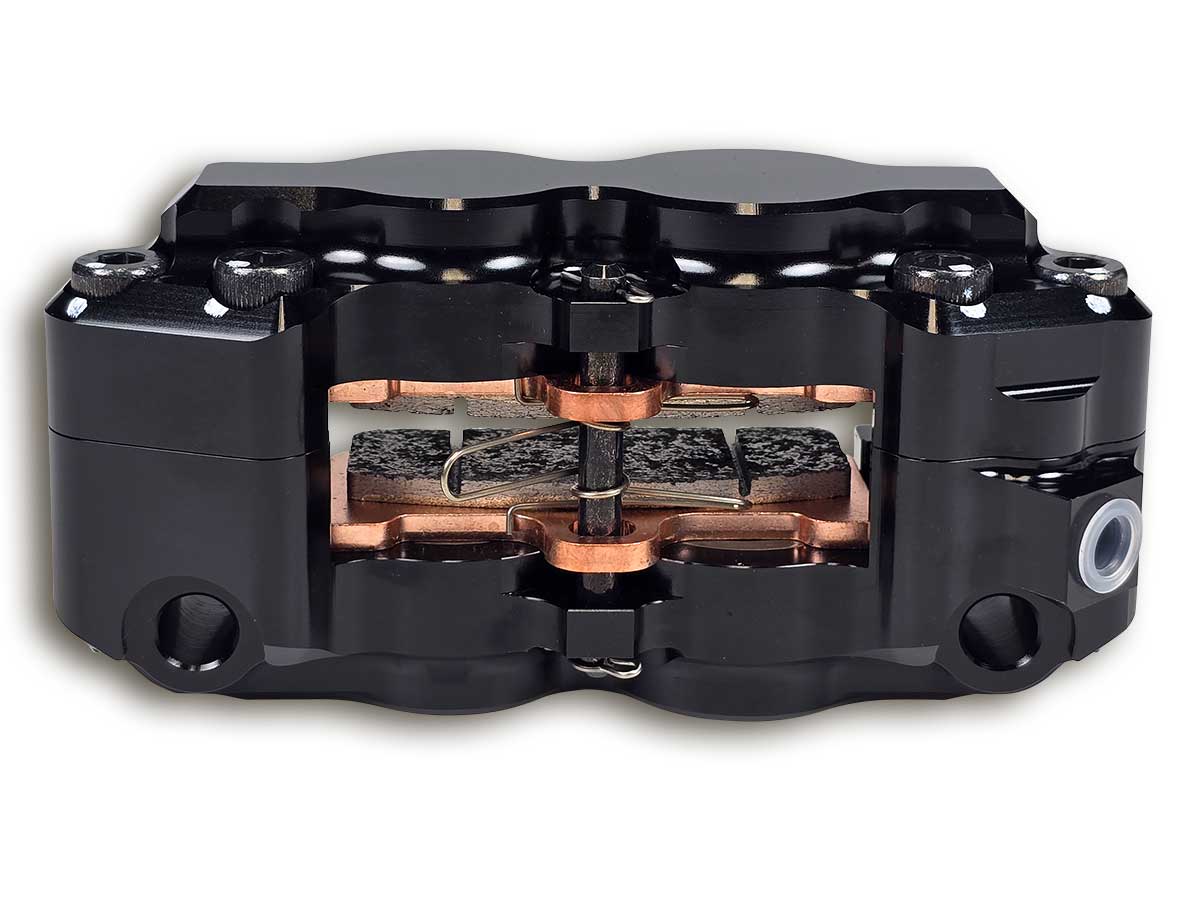 Gale Speed Billet Radialbremszange 108 mm Aufnahme 34/30 mm Kolben rechts von oben