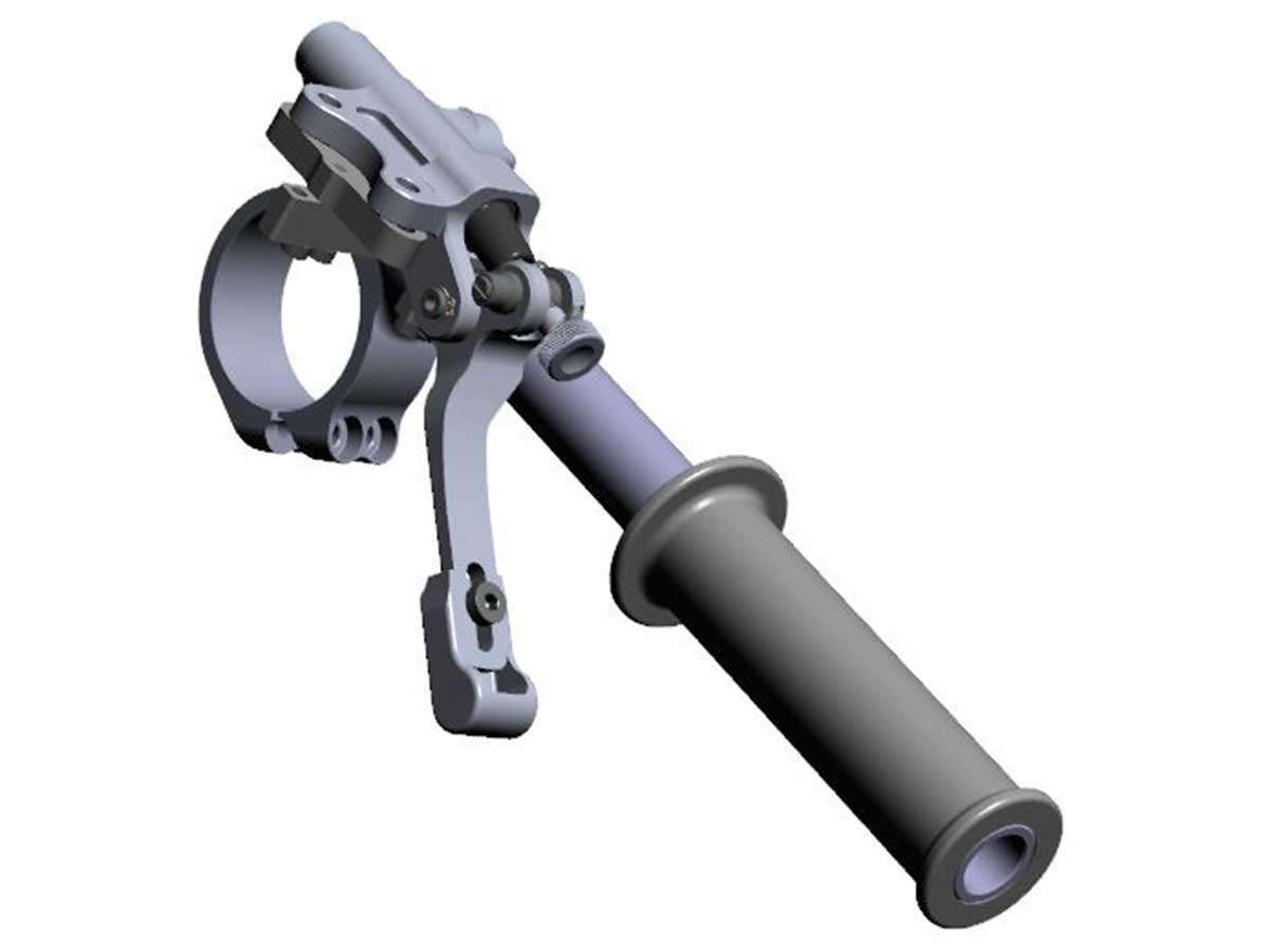 Montagebeispiel der Gale Speed Daumenbremse mit verstellbarem Hebel