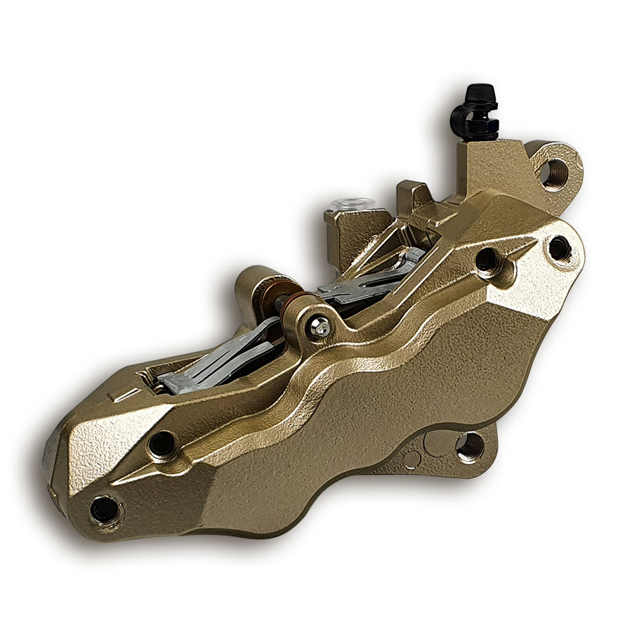 Nissin 6-Kolbenbremssattel links oder rechts gold mit 90 mm Aufnahme hinten