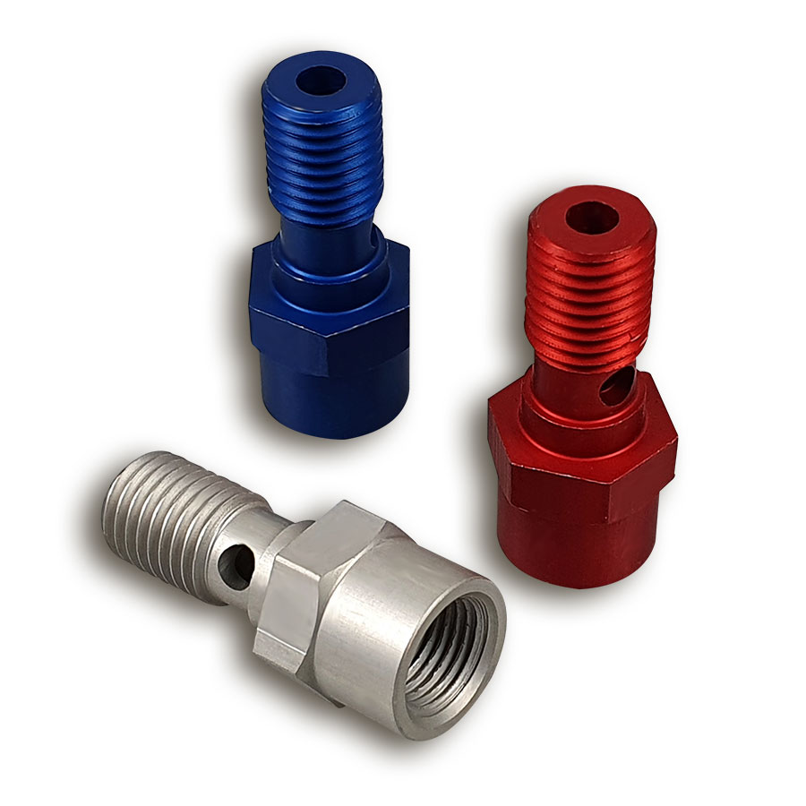 Adapterhohlschraube für Bremslichtschalter M 10 x 1 rot, blau oder silber